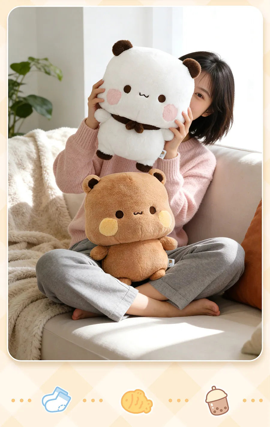 2026 New 35CM Panda Bubu And Yier Plush Toy，Official Original Cute Panda Bubu And Dudu Anime Popular Plush Doll Birthday Gift