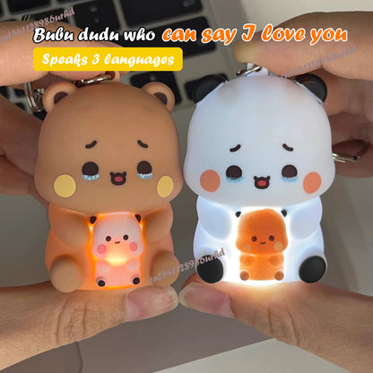 Bubu Dudu Can Say I Love You Voice Toys Keychain With 3 Voices Bag Accessories Couple Gifts With Night Light